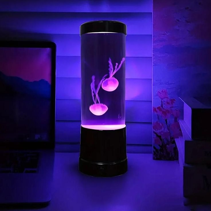 Jellyfish Lamp, LED Jellyfish Tank Table Lamp with Remote Control,17 Color Changing Dimmable Jellyfish Night Light for Home Decor & Christmas Birthday Gifts