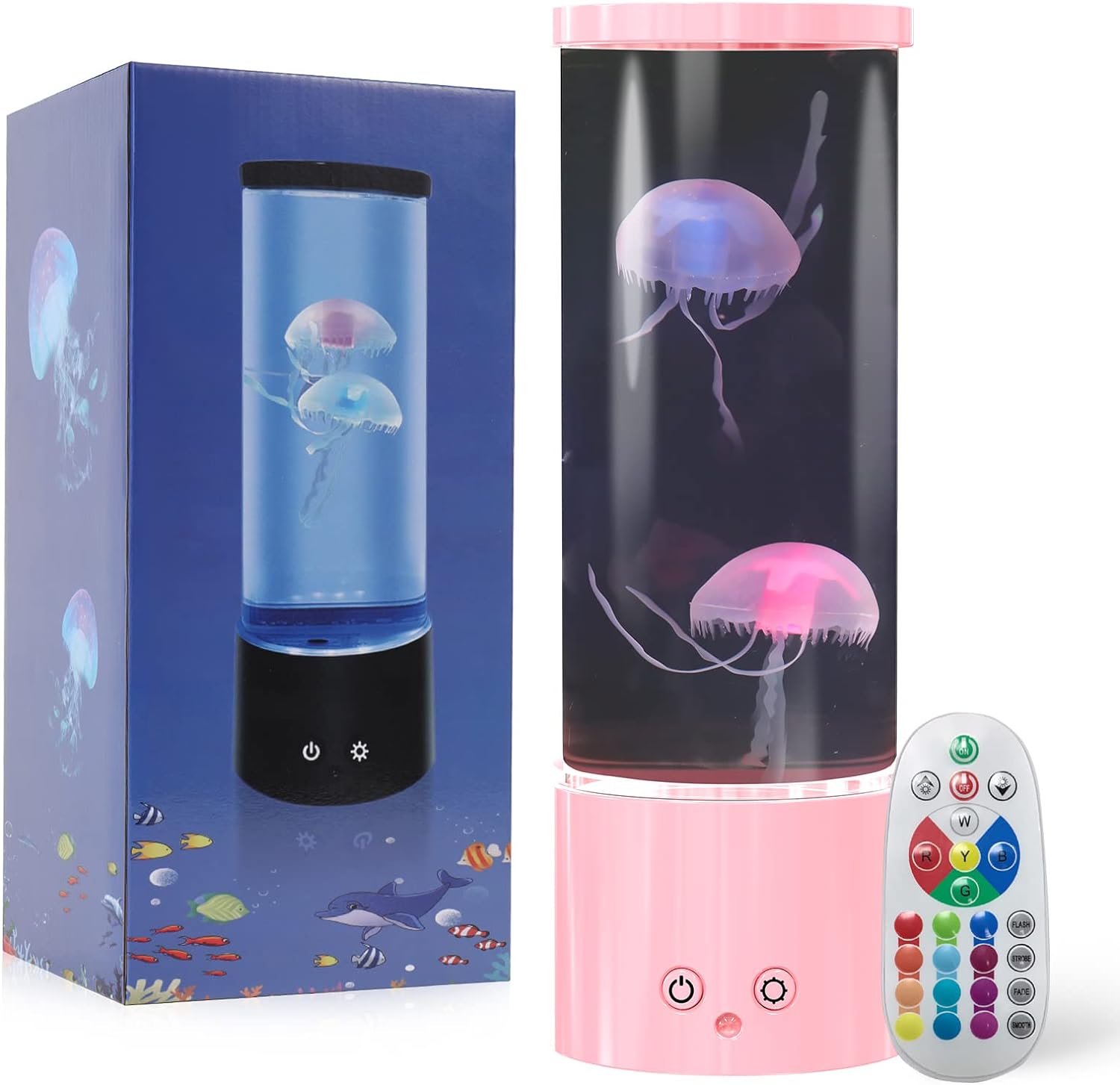 Jellyfish Lamp, LED Jellyfish Tank Table Lamp with Remote Control,17 Color Changing Dimmable Jellyfish Night Light for Home Decor & Christmas Birthday Gifts