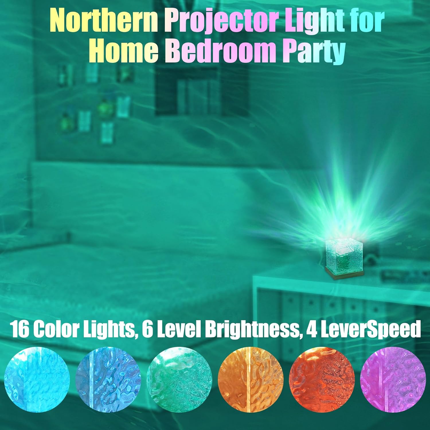Northern Lights Ocean 16 Colors Gradual Rotating Flame Wave Projector Light